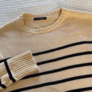 Brandy Melville Oversized Nautical Blue Tan Stripped Cotton Sweater Women’s‎